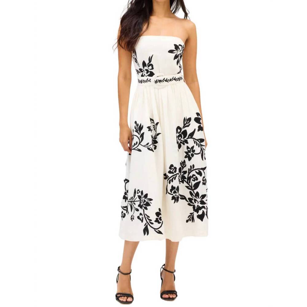 NEW ALLISON claire strapless midi dress in cream/black